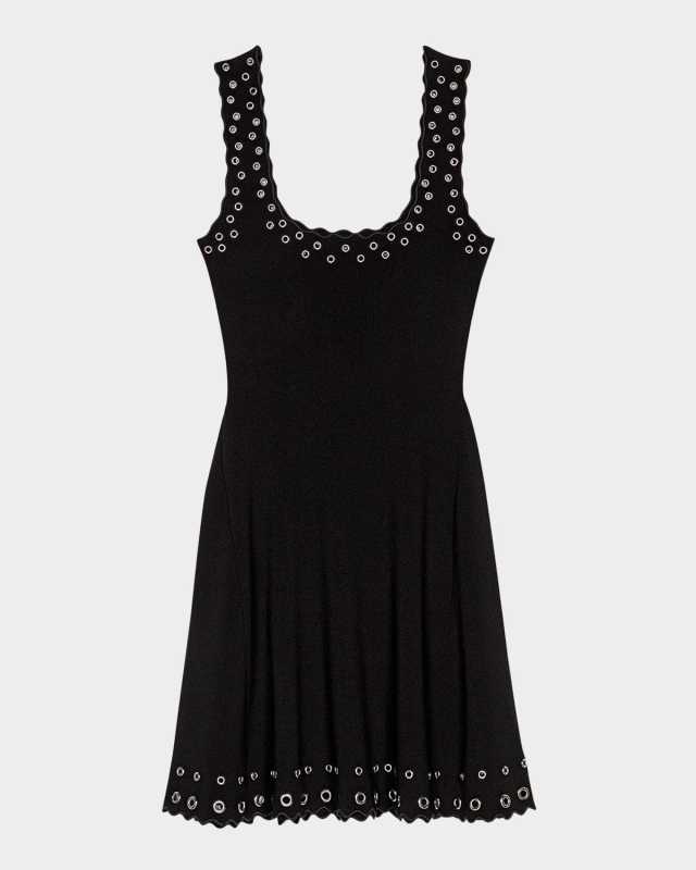 Roeillety Grommet-Trim Mini Dress